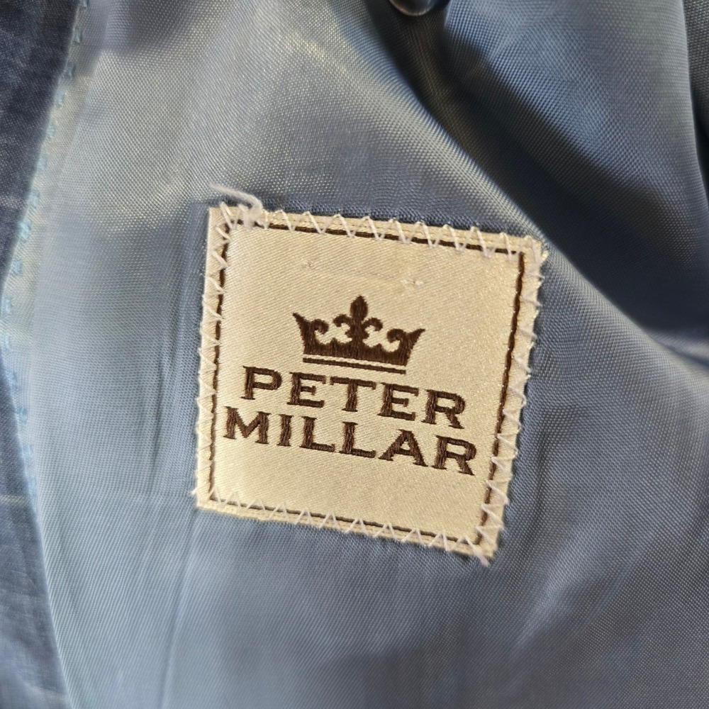 Vintage Peter Millar Mens 44T Blue Plaid Wool 2 Button Sport Coat Blazer Canada - Picture 4 of 8